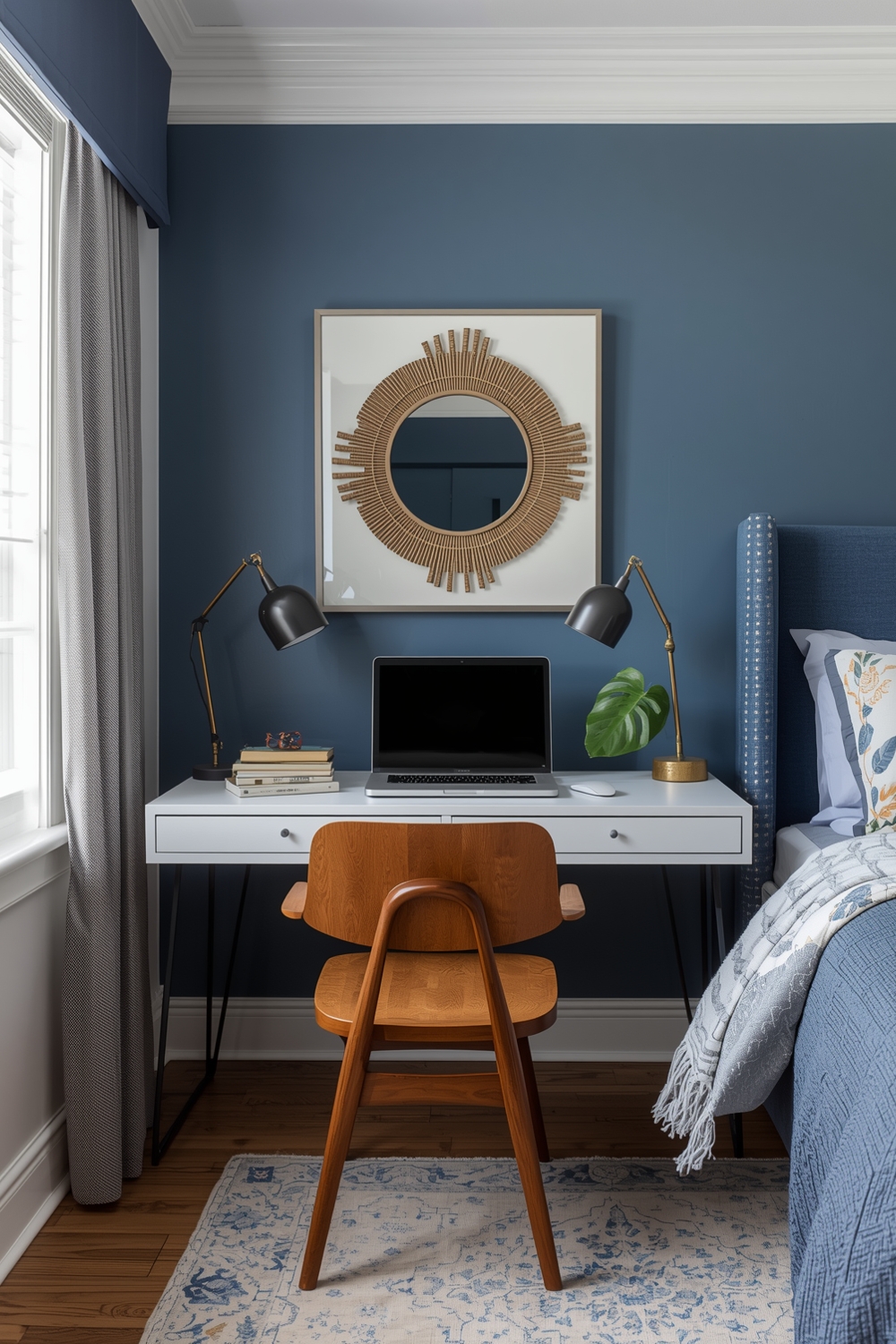 Functional Blue Bedroom Workspace
