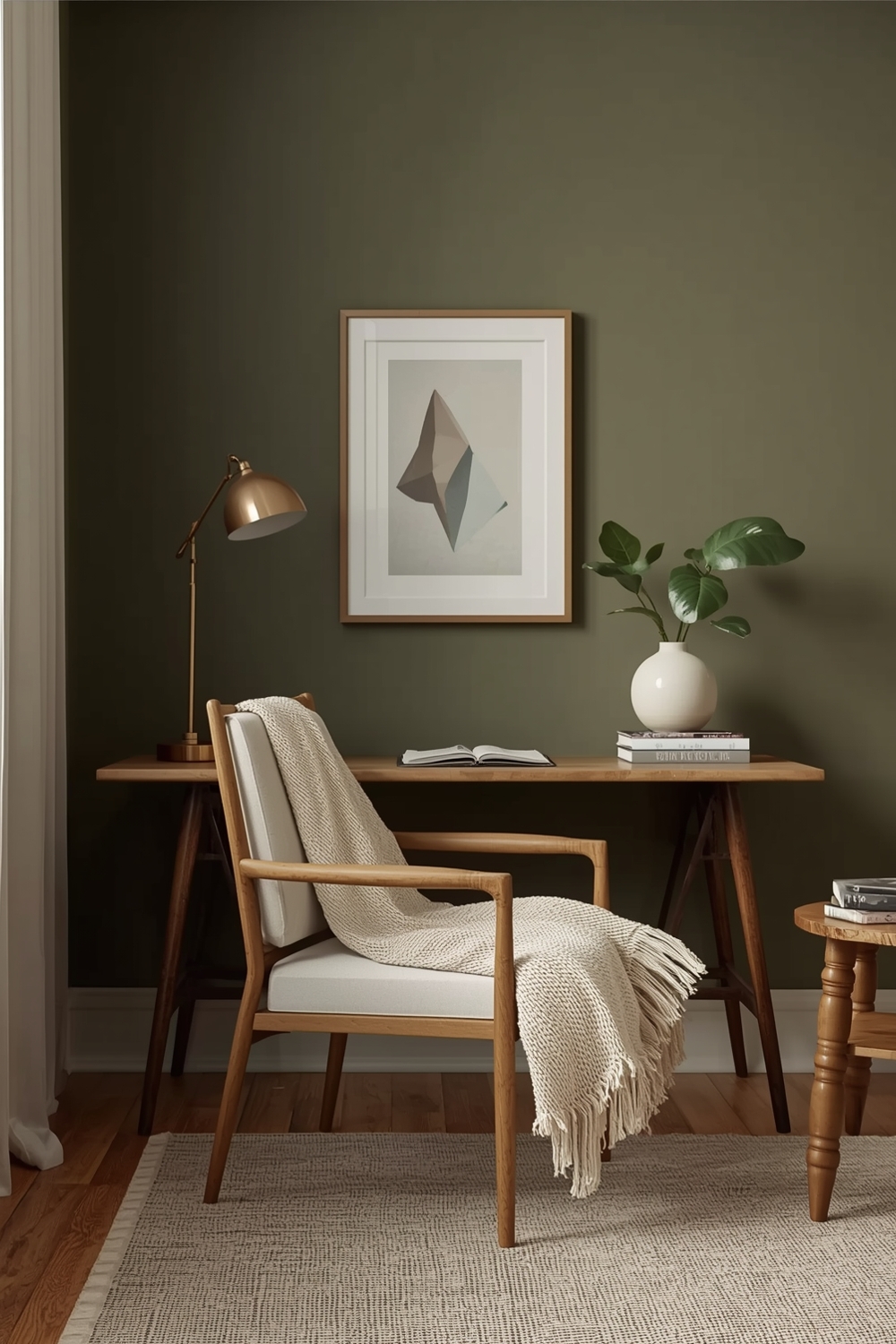 Functional Olive Green Living Room Workspace