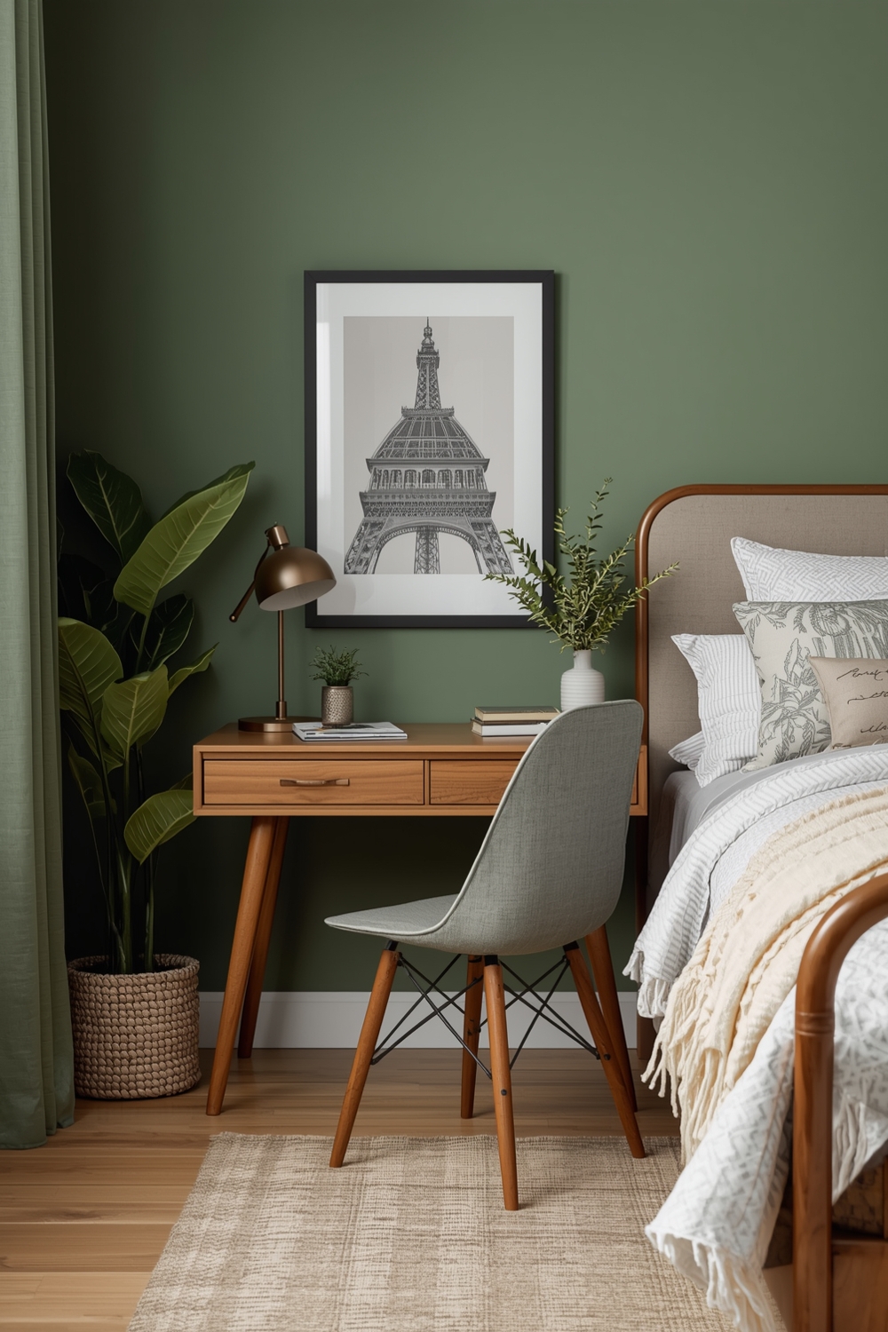 Functional Sage Green Bedroom Workspace