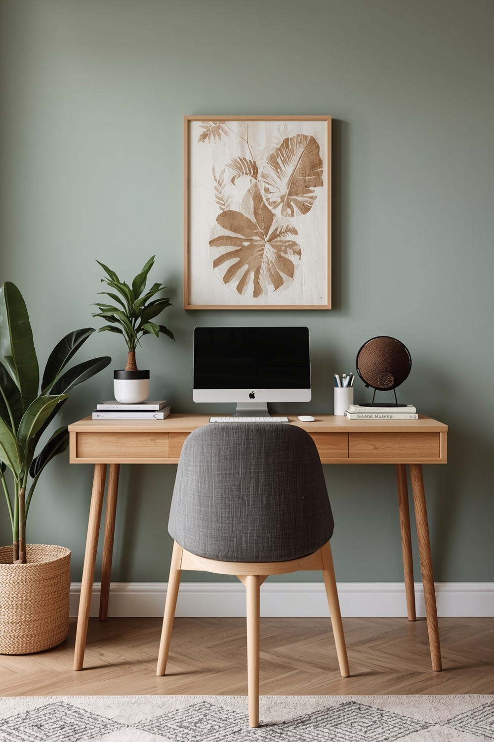 Functional Sage Green Living Room Workspace