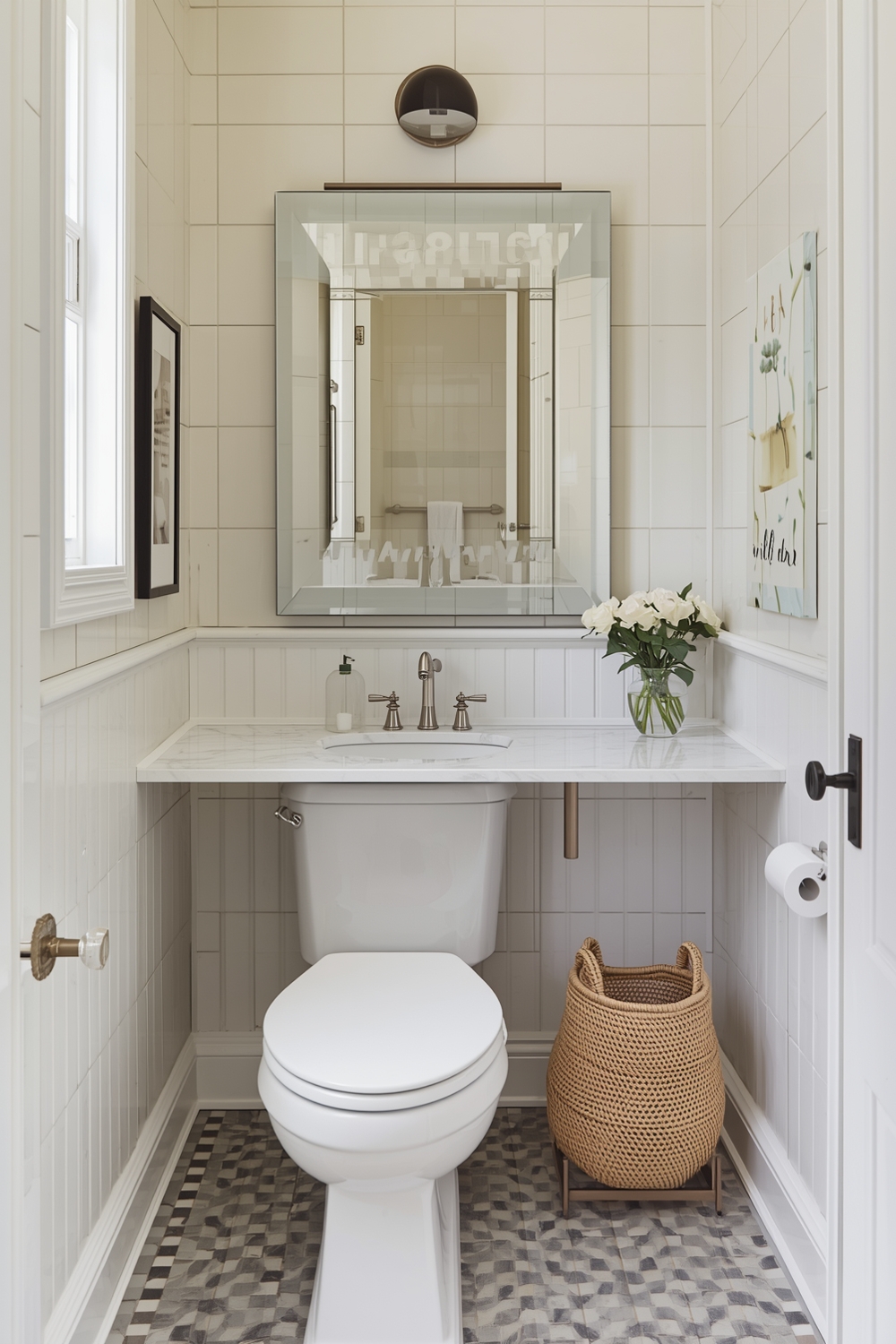 Functional Small Bathroom Workspace