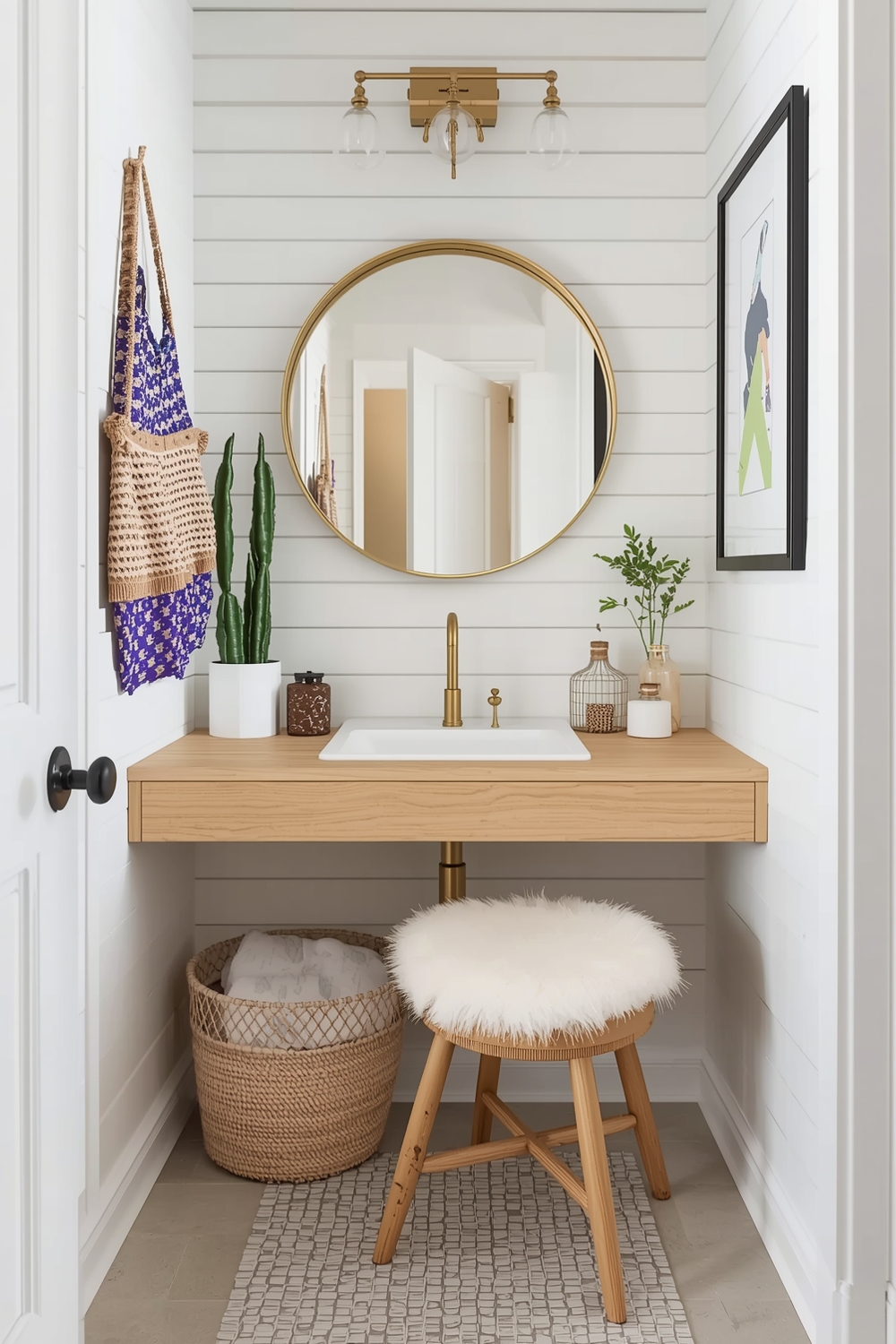 Functional Small Bathroom Workspace