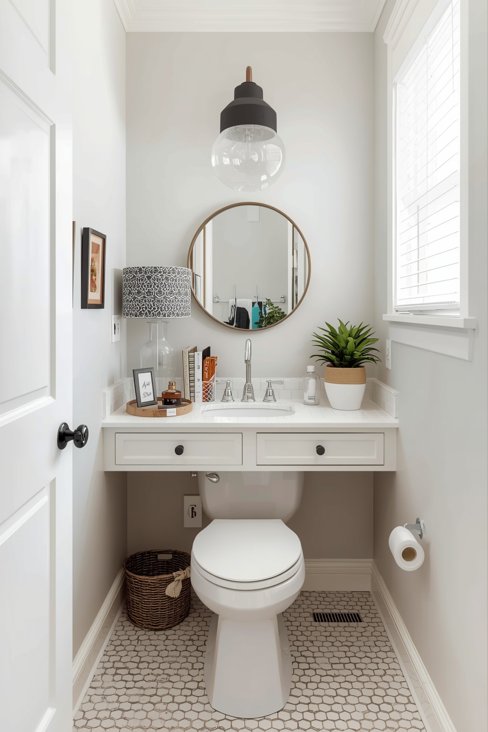 Functional Small Bathroom Workspace