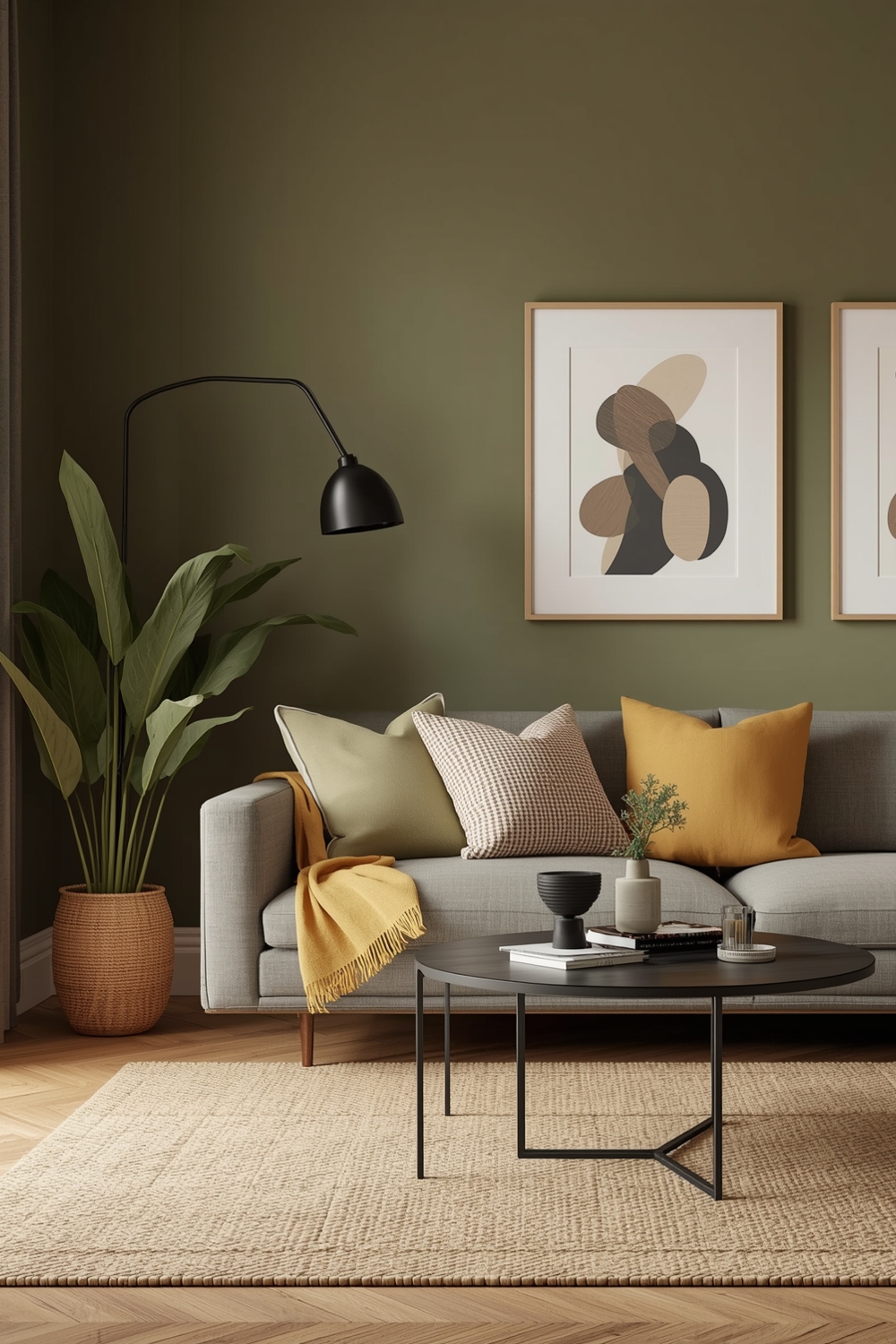 Minimalist Olive Green Living Room Layouts