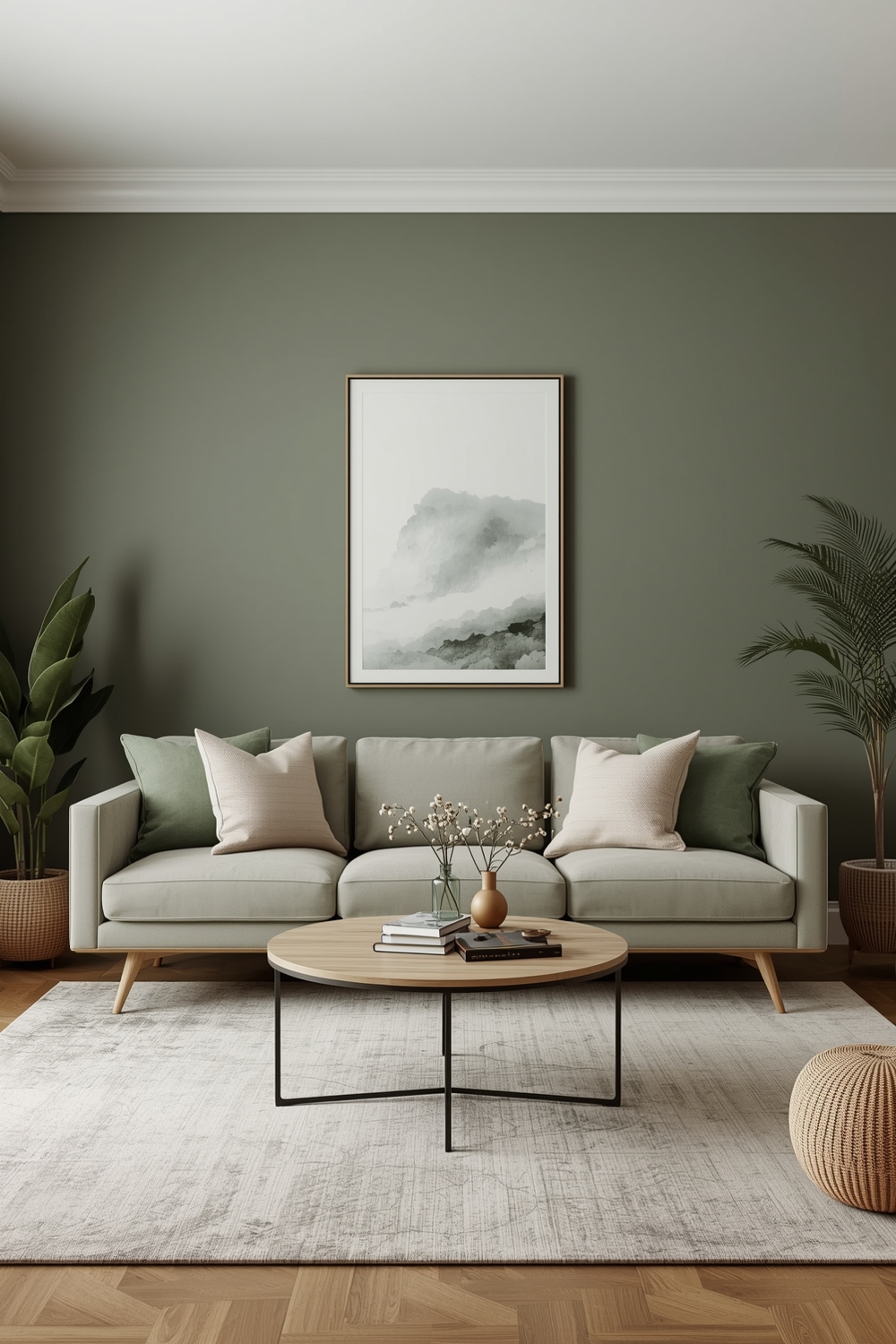 Minimalist Sage Green Living Room Layouts