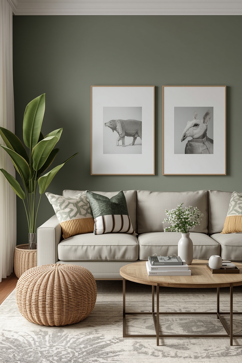 Minimalist Sage Green Living Room Layouts