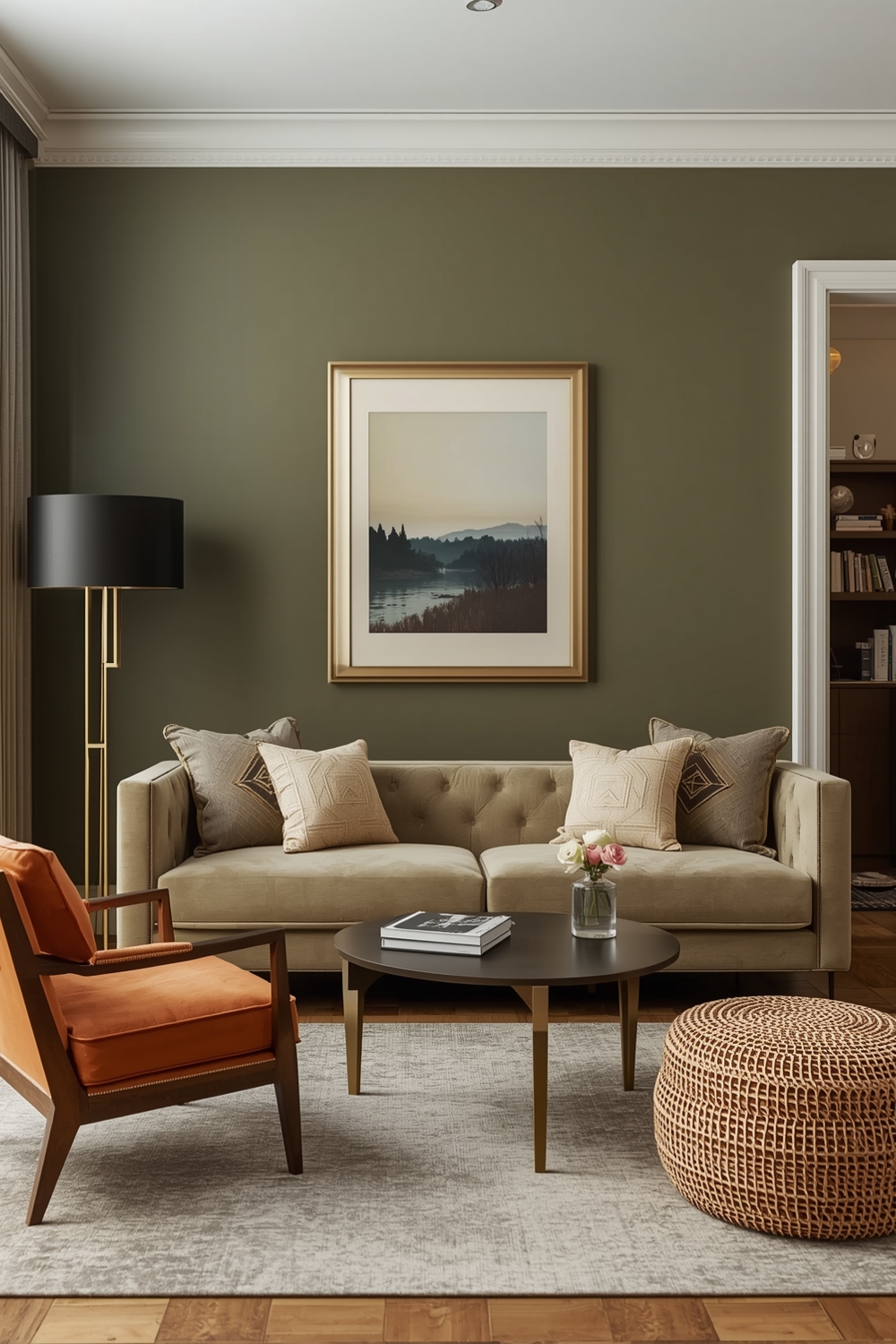 Modern Olive Green Living Room Designs