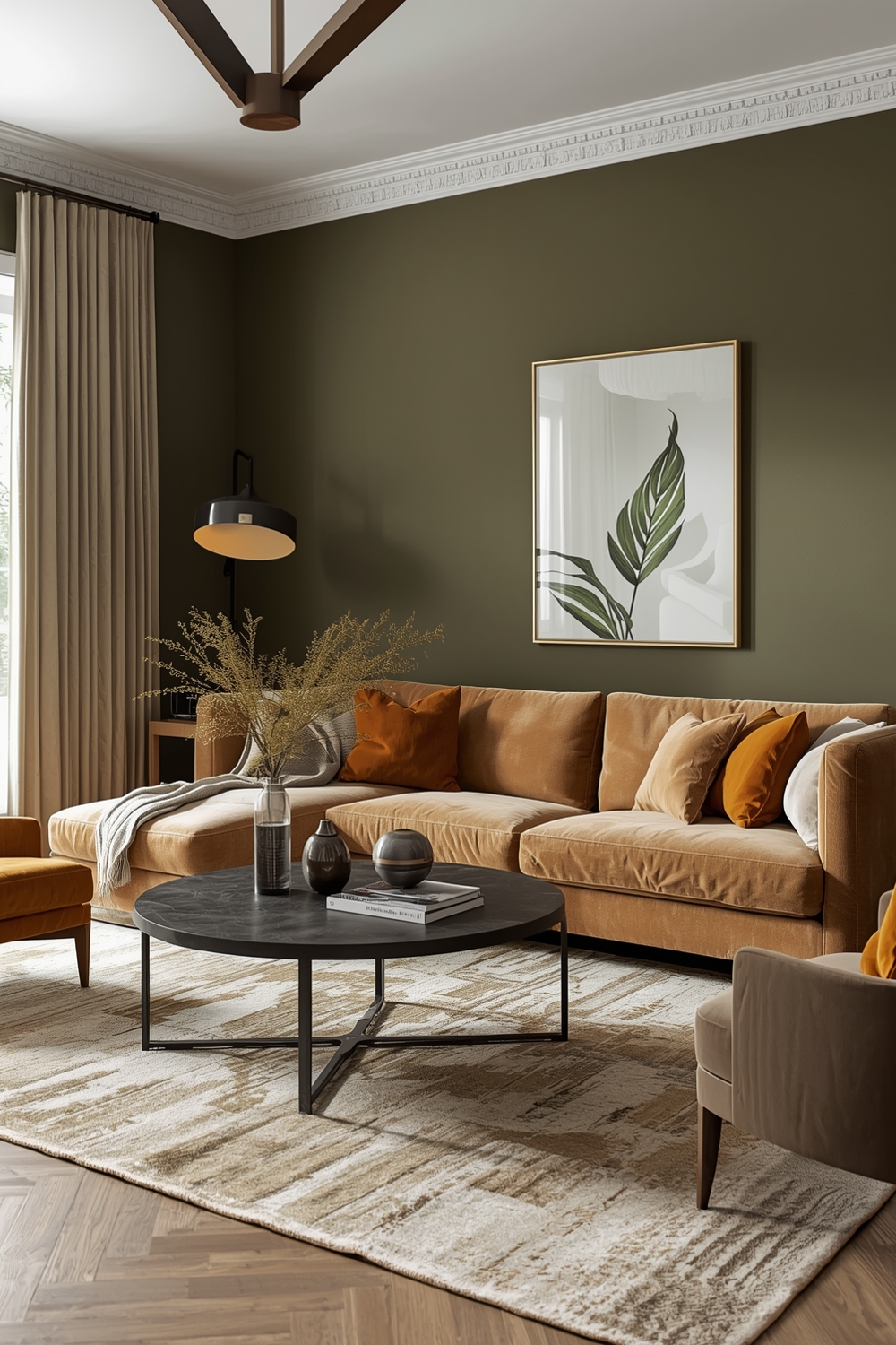 Modern Olive Green Living Room Designs