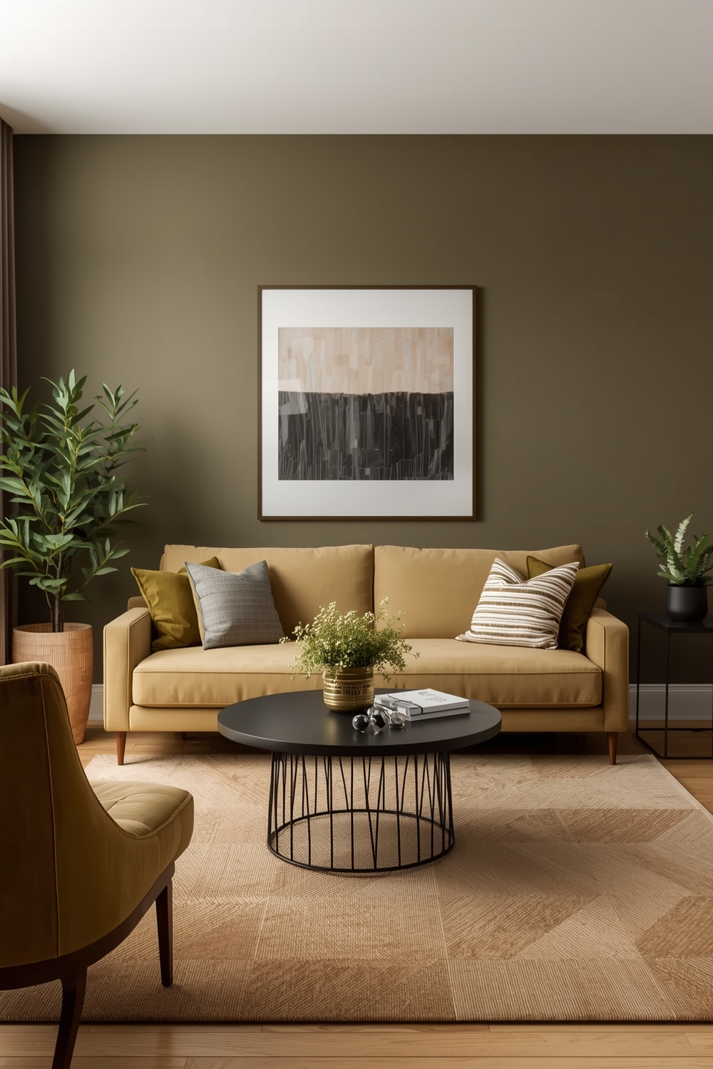 Modern Olive Green Living Room Layouts