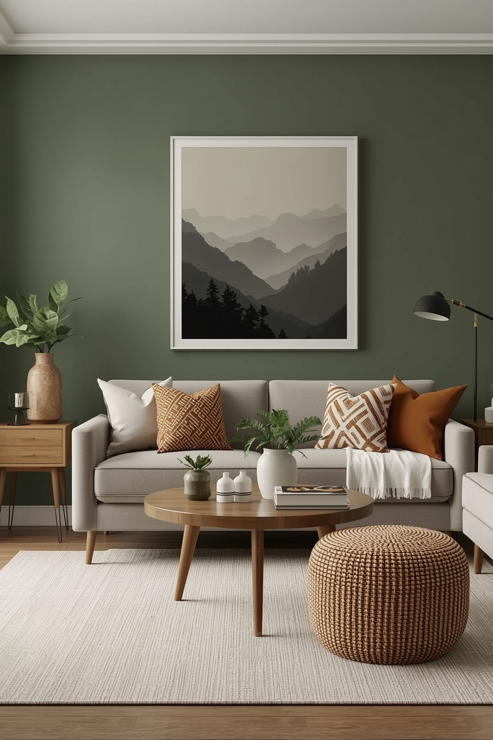 Modern Sage Green Living Room Layouts