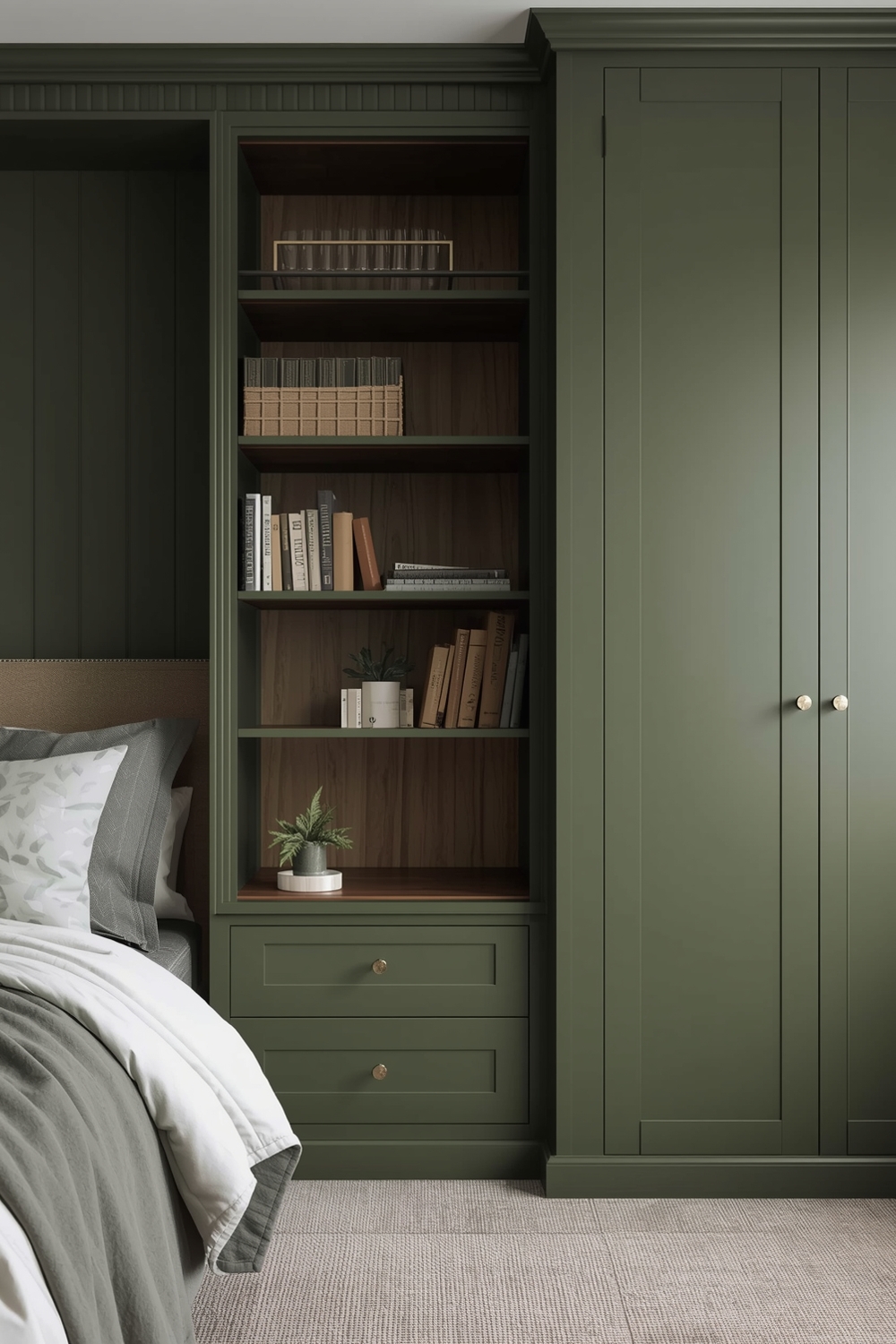 Olive Green Bedroom Storage Solutions