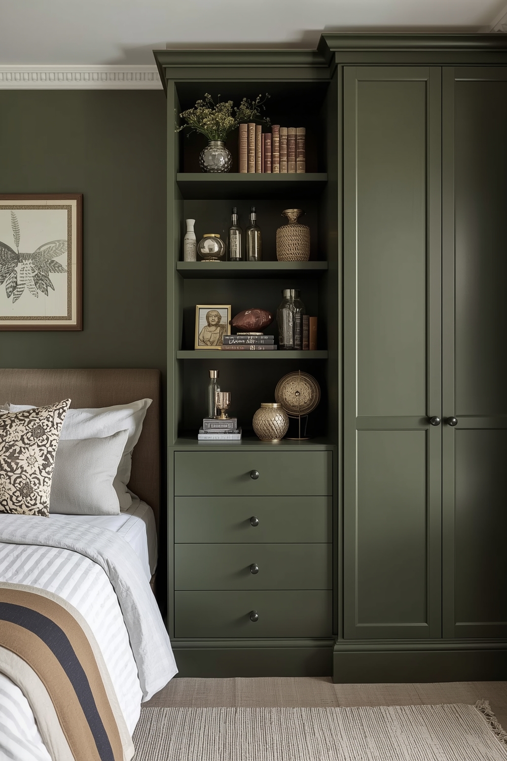 Olive Green Bedroom Storage Solutions