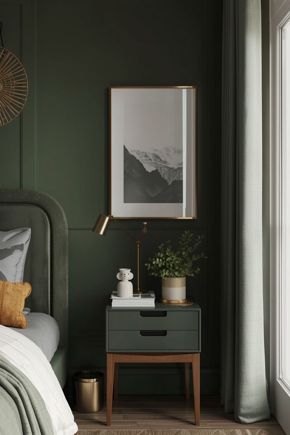 Olive Green Bedroom Workspace Inspiration