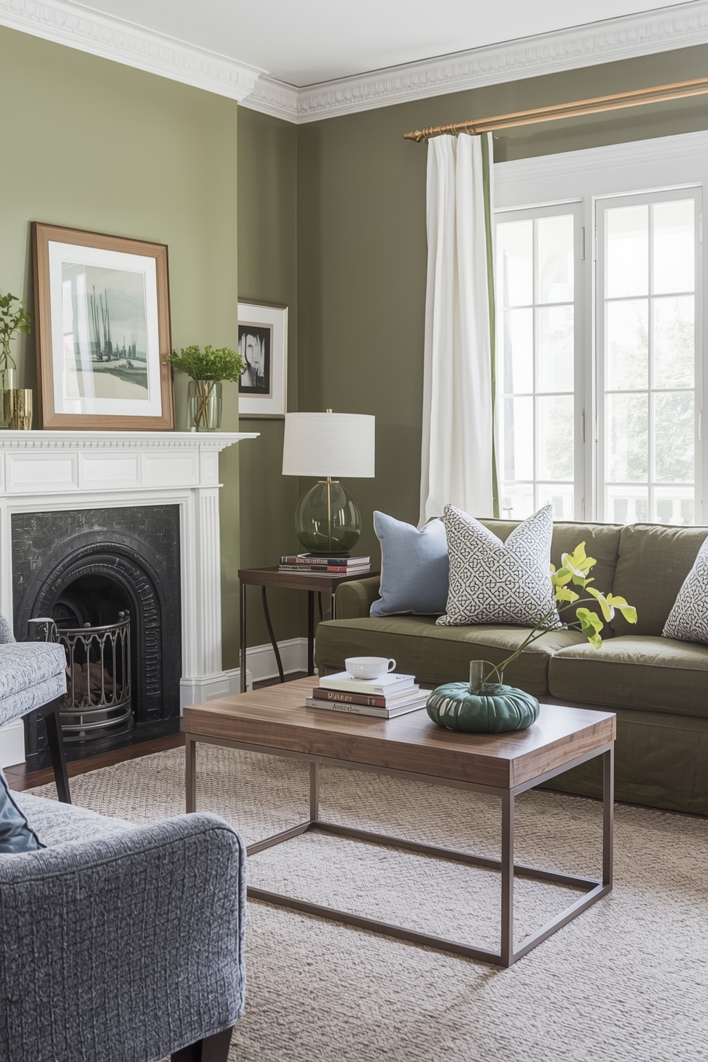 Olive Green Living Room Accent Ideas