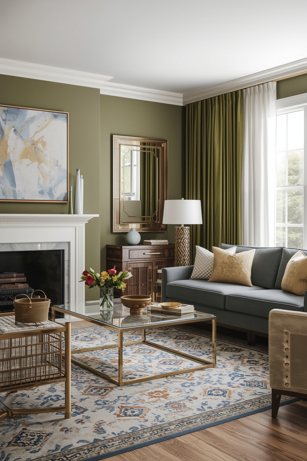 Olive Green Living Room Accent Layouts