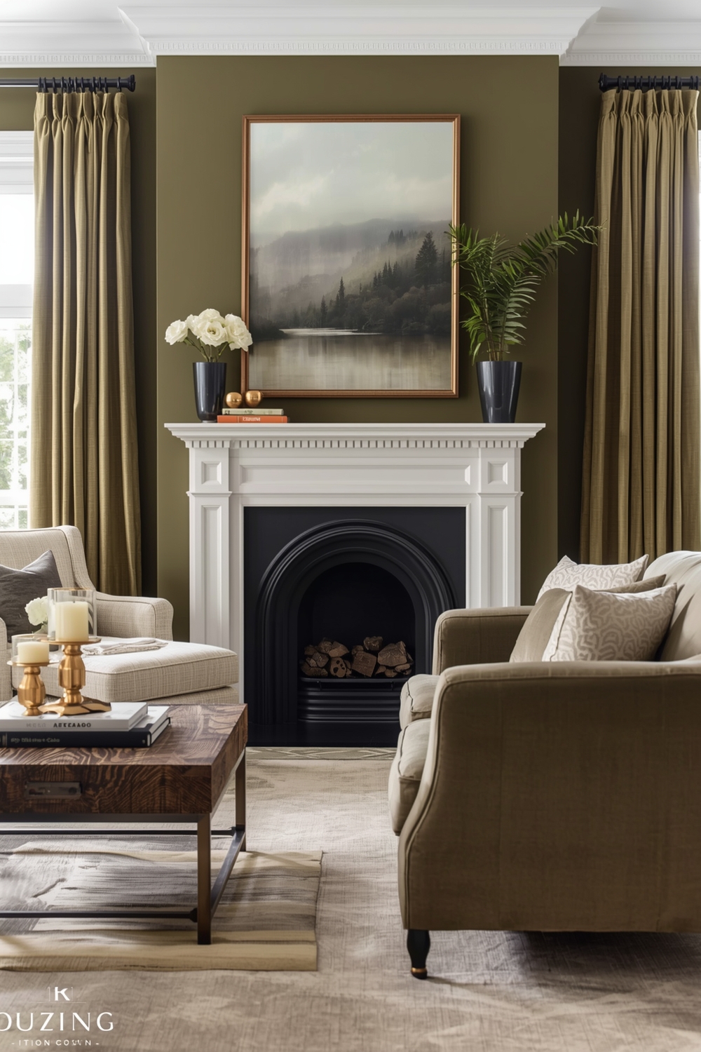 Olive Green Living Room Color Accents