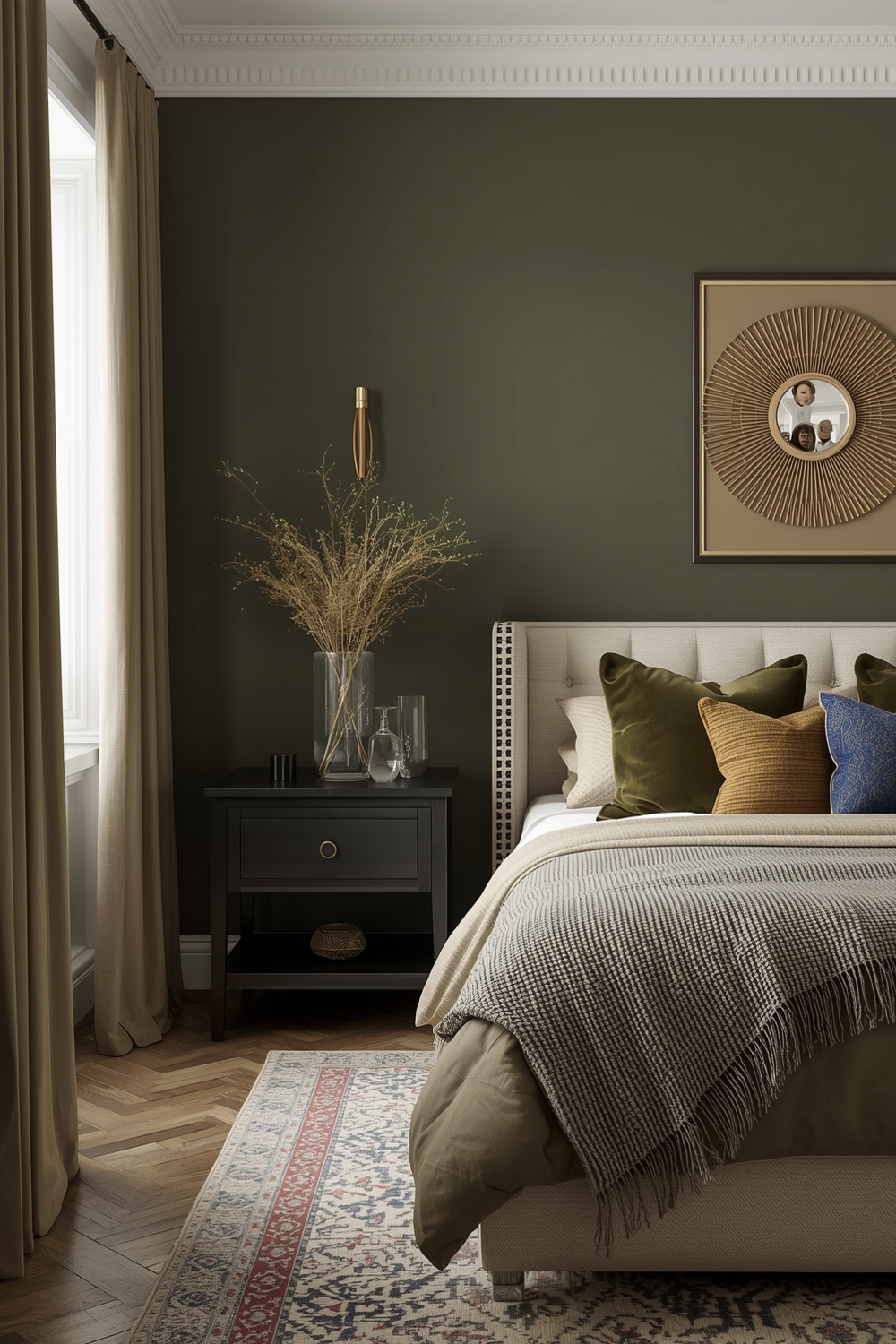 Open Concept Olive Green Bedroom Designs