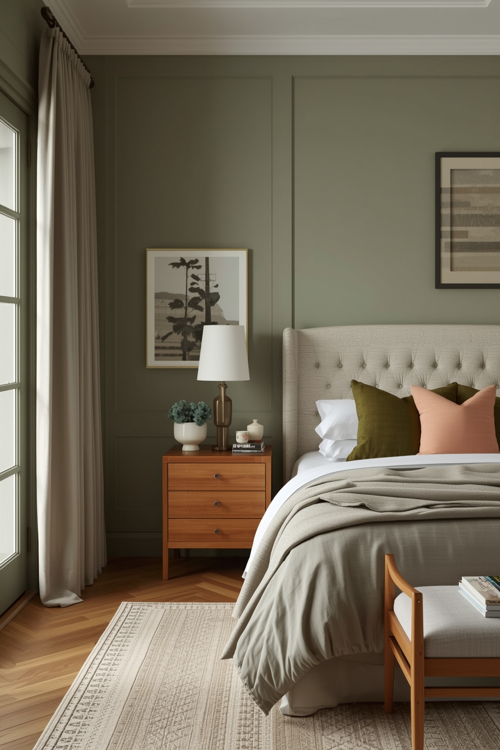 Open Concept Sage Green Bedroom Designs