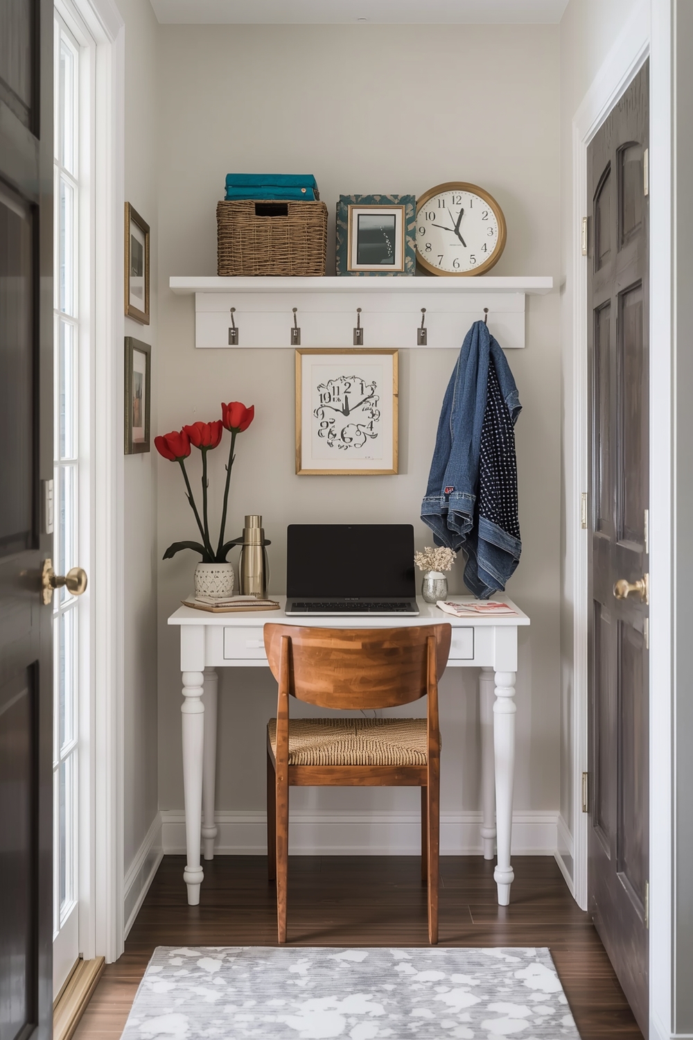 Organized Small Entryway Workspace