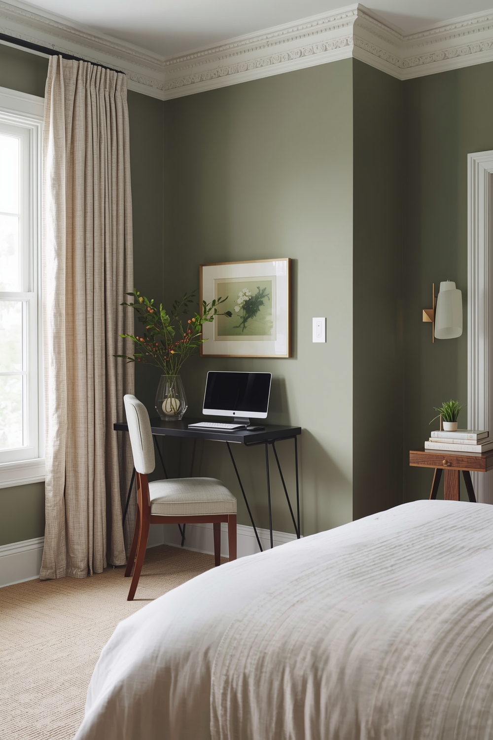 Sage Green Bedroom Workspace Inspiration