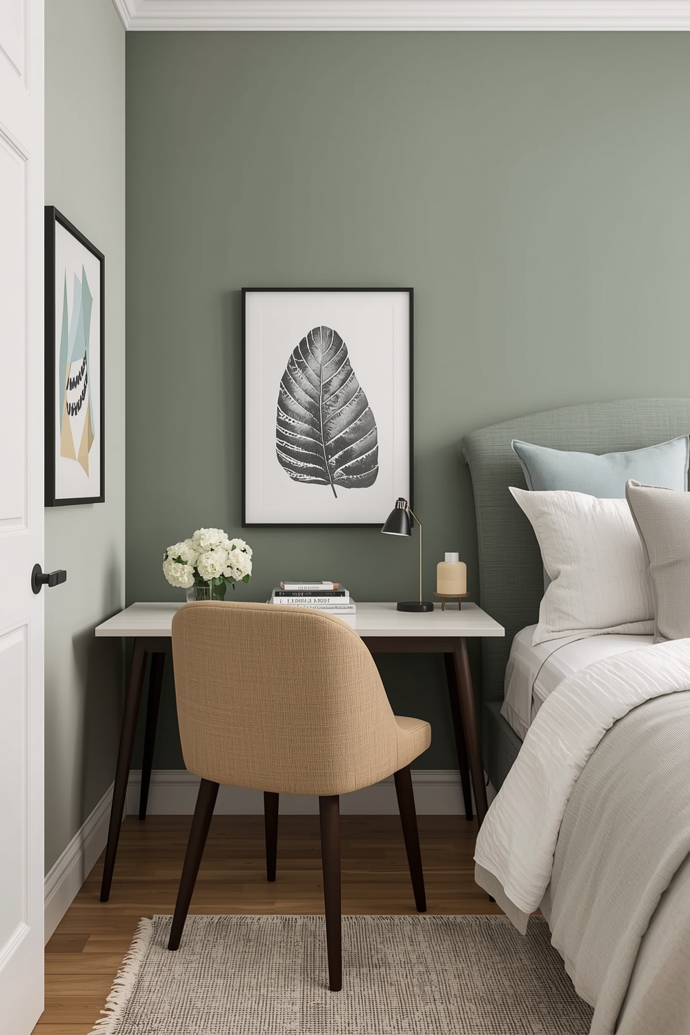 Sage Green Bedroom Workspace Layouts