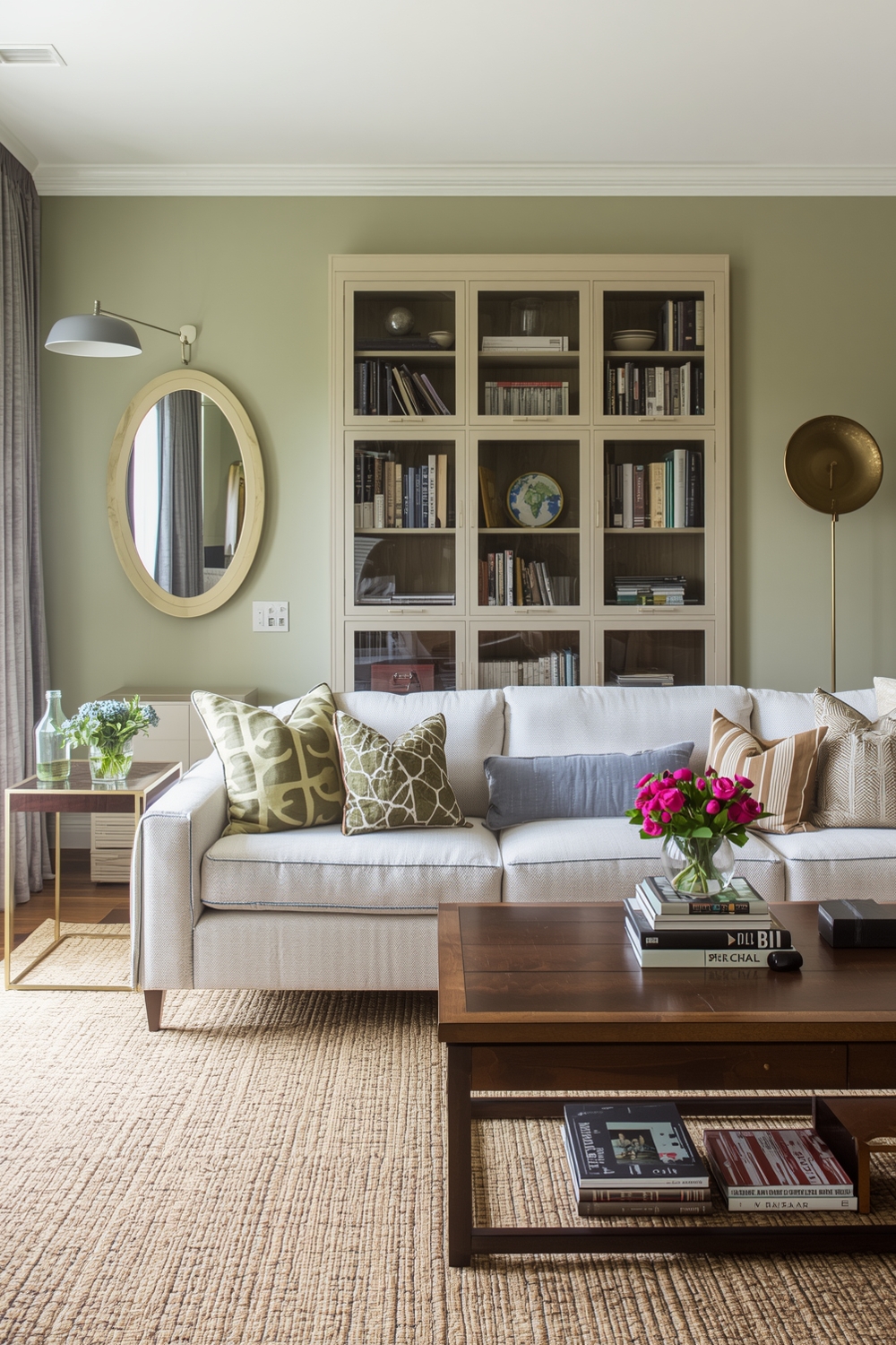 Sage Green Living Room Storage Solutions