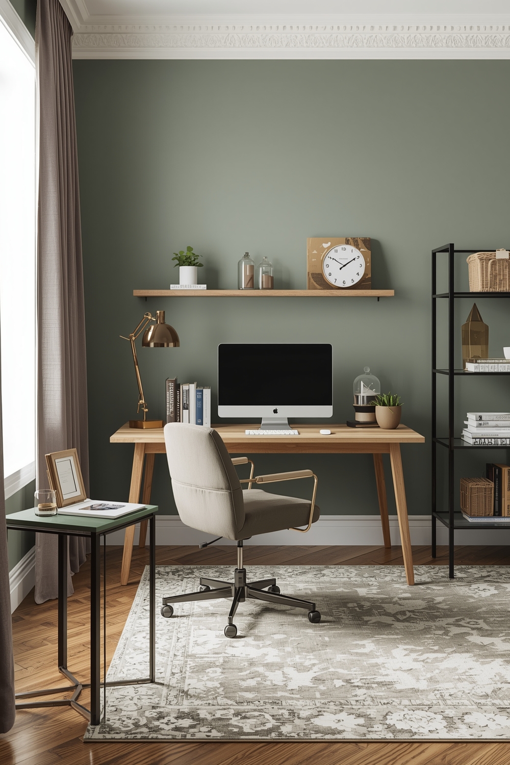 Sage Green Living Room Workspace Inspiration