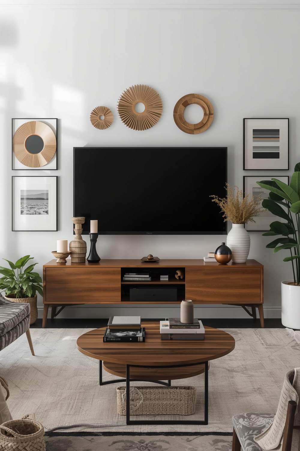 Stylish Living Room TV Wall Accents