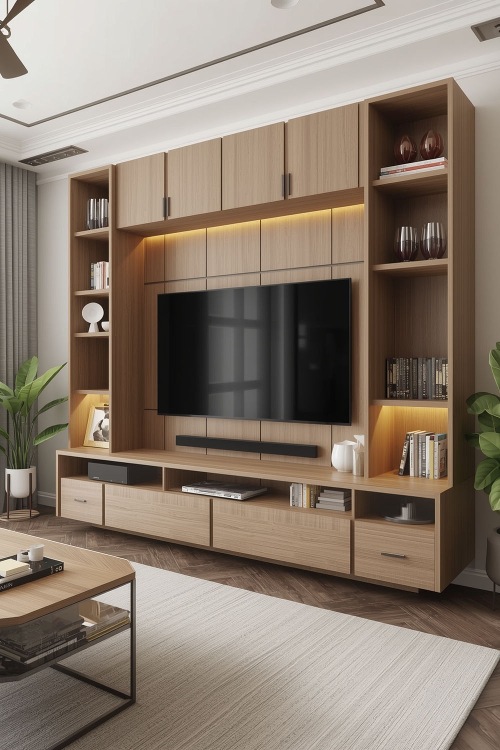 Stylish Living Room TV Wall Storage