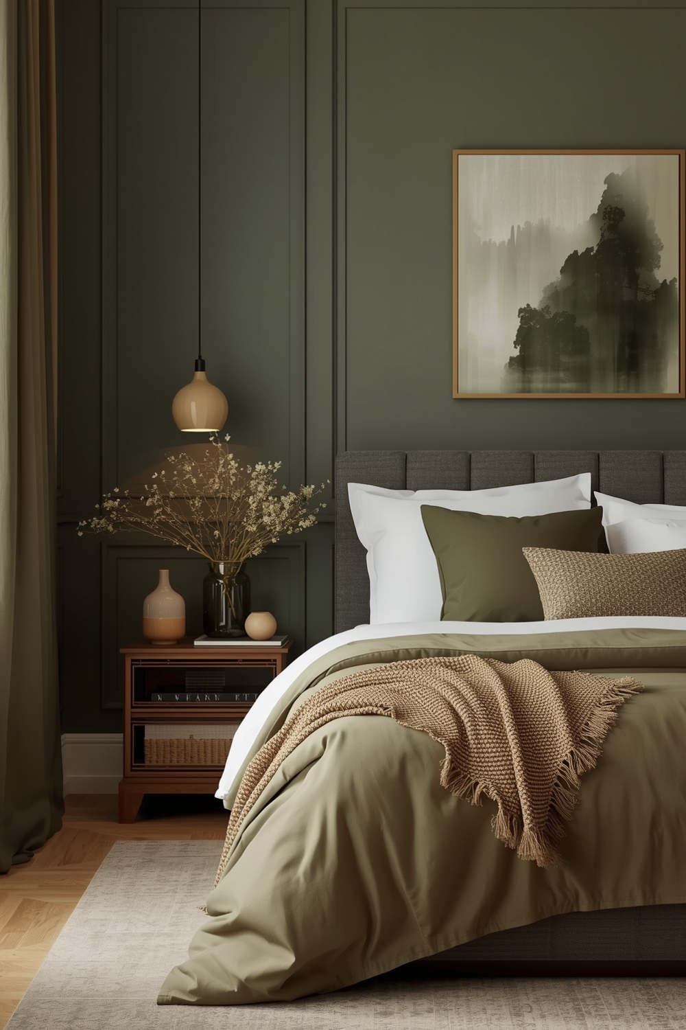 Stylish Olive Green Bedroom Layout Combinations