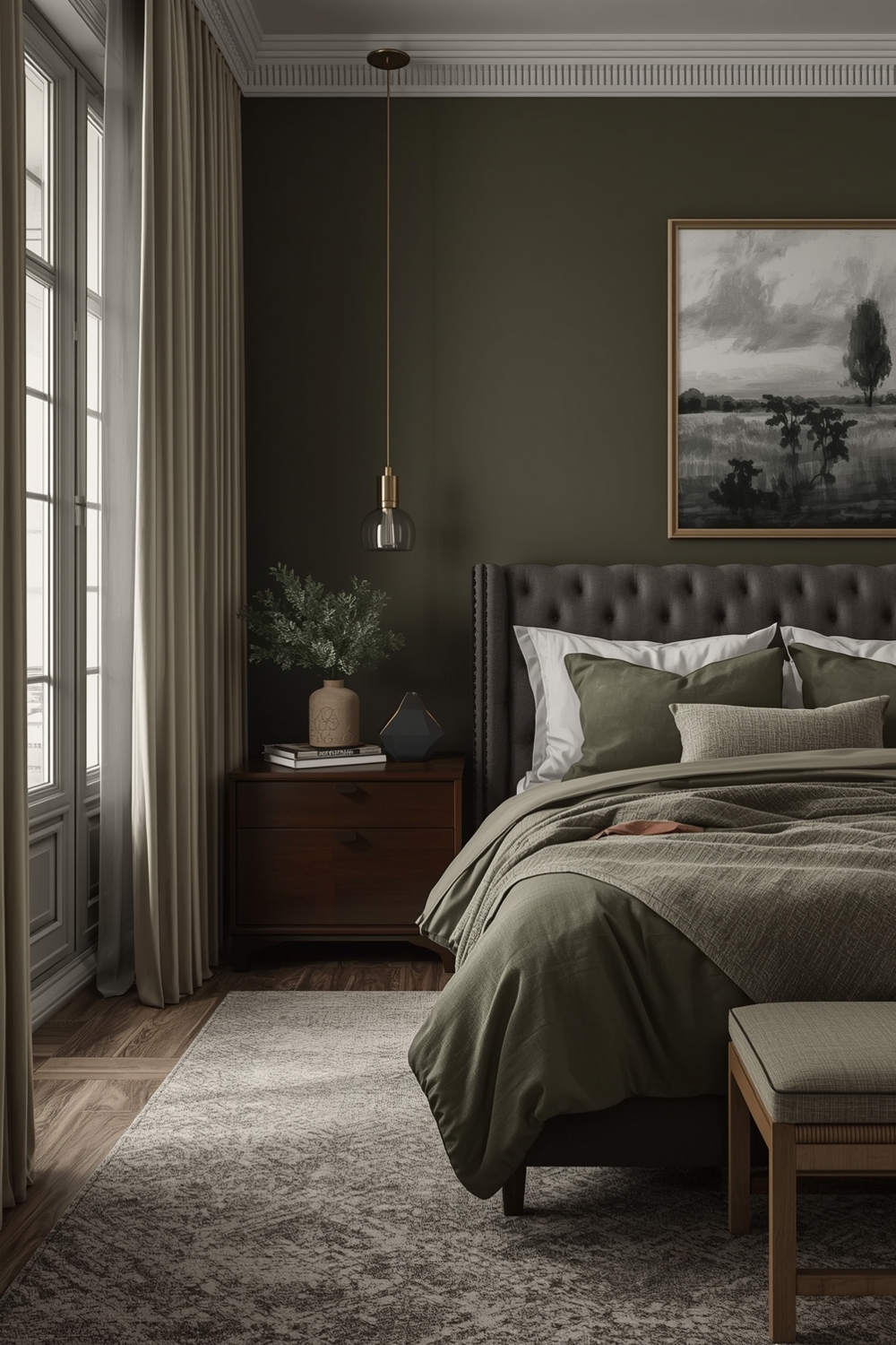 Stylish Olive Green Bedroom Layouts