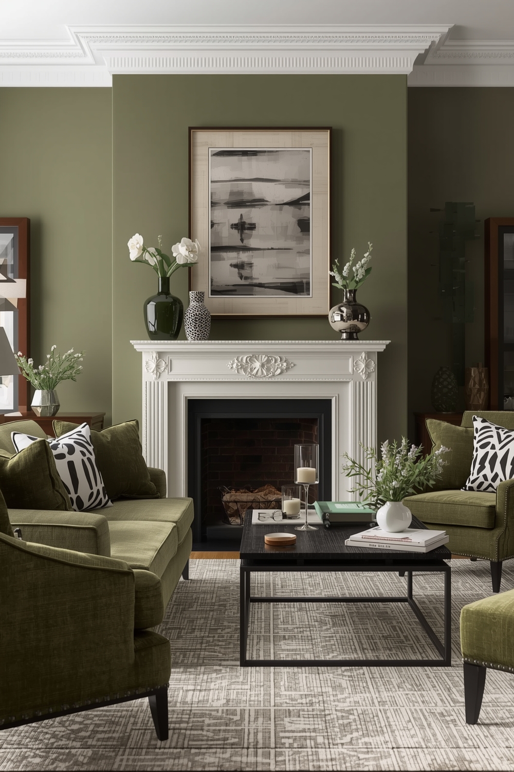Stylish Olive Green Living Room Layouts