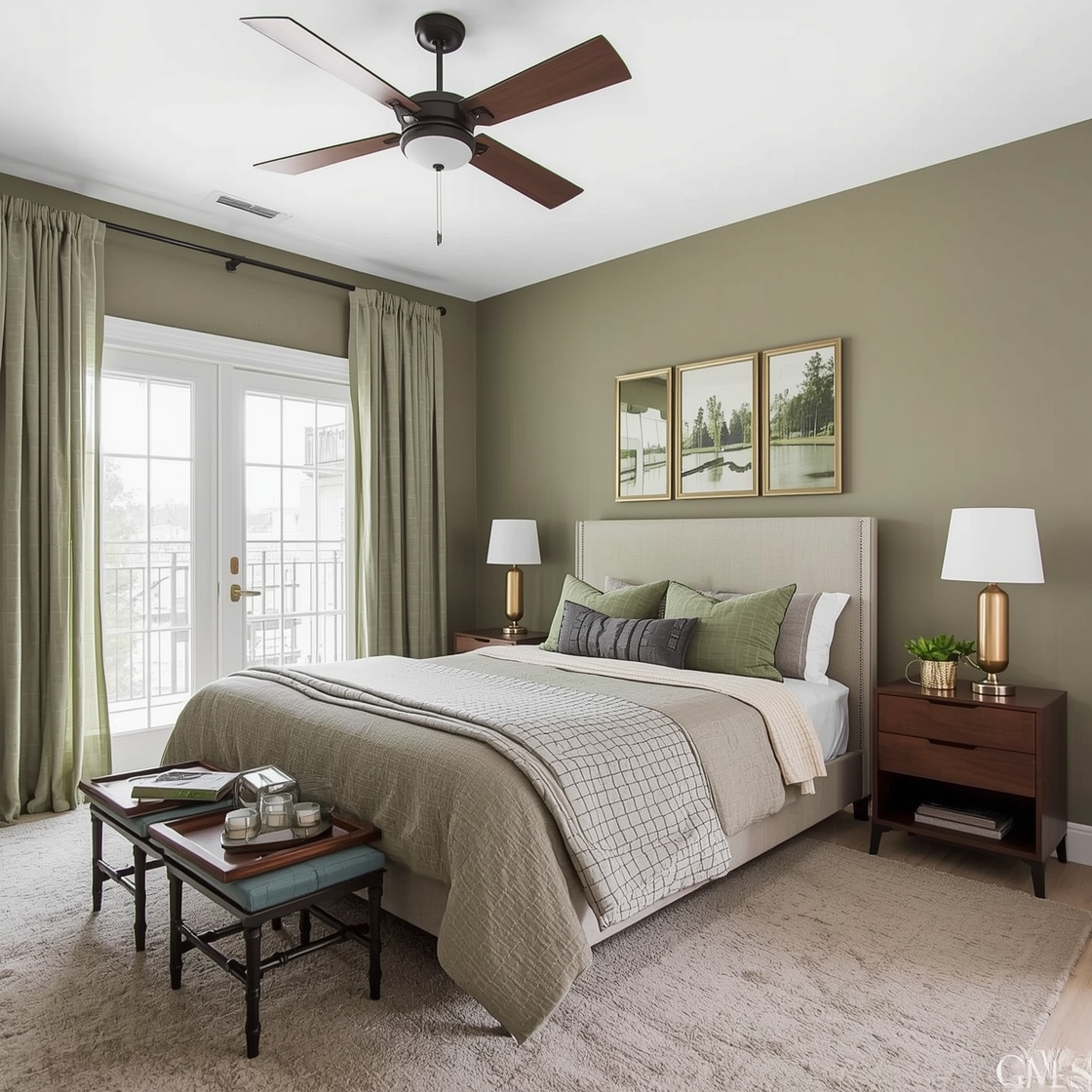 Olive green Bedroom