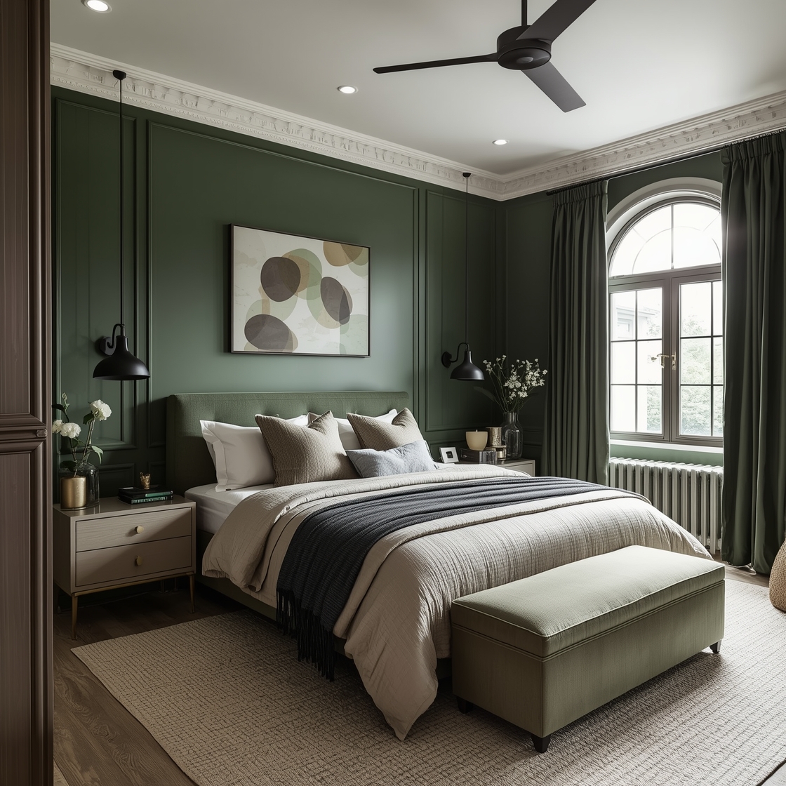 Olive green Bedroom