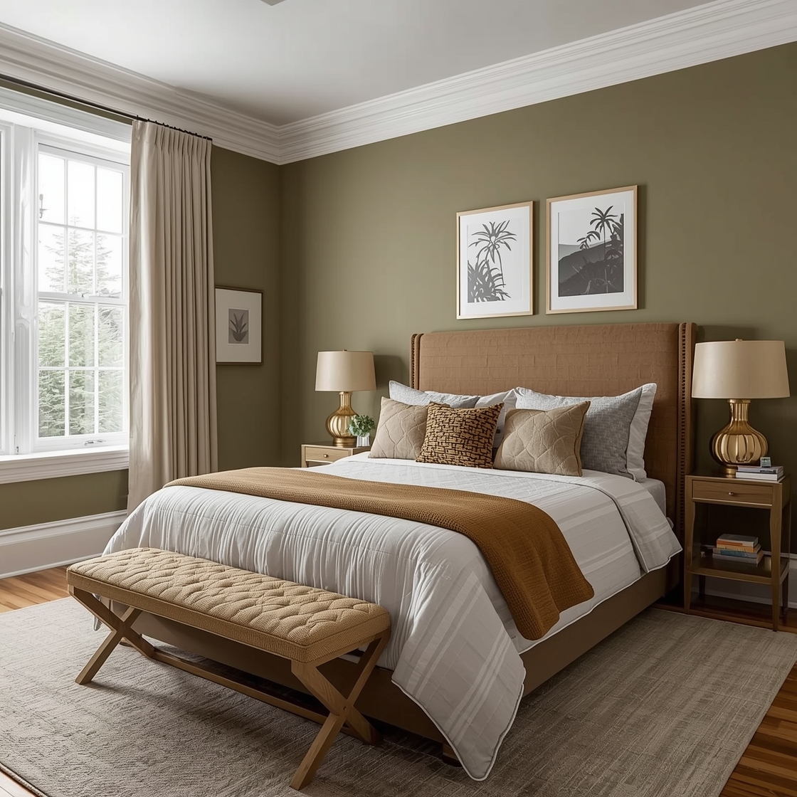 Olive green Bedroom