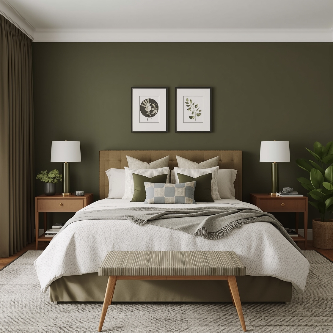 Olive green Bedroom