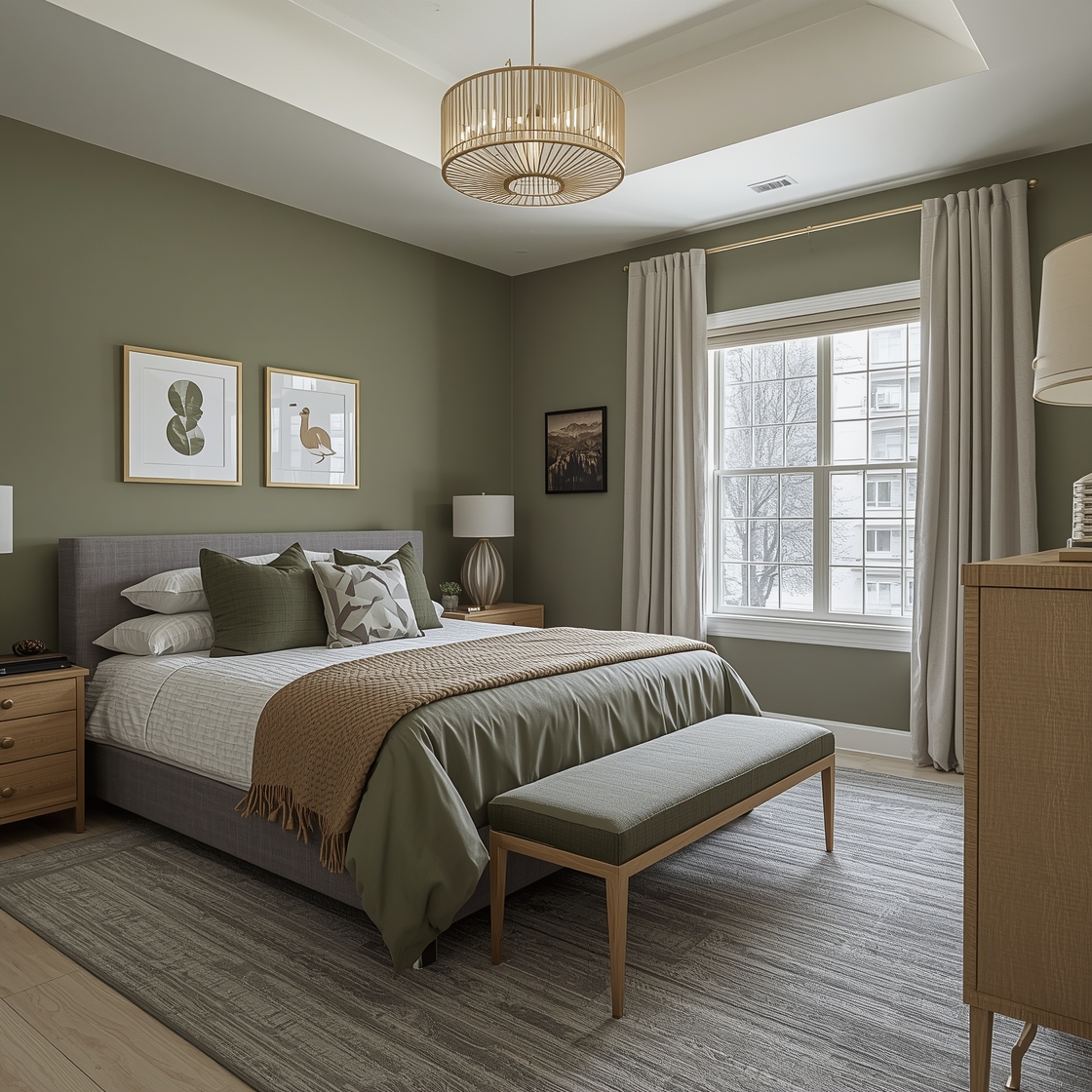 Olive green Bedroom