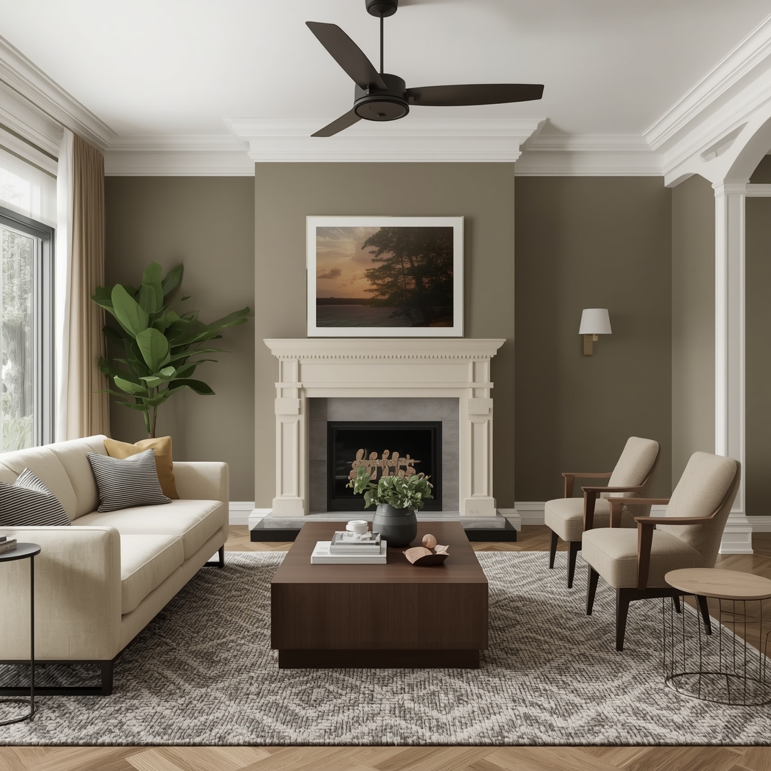 Olive green living room