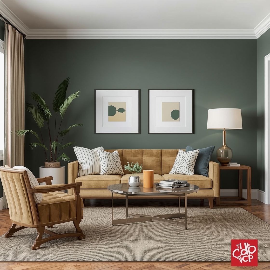 Sage green living room