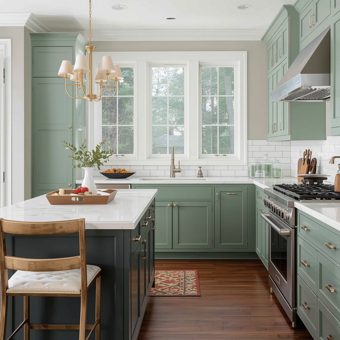 Two-toned kitchen cabinet color