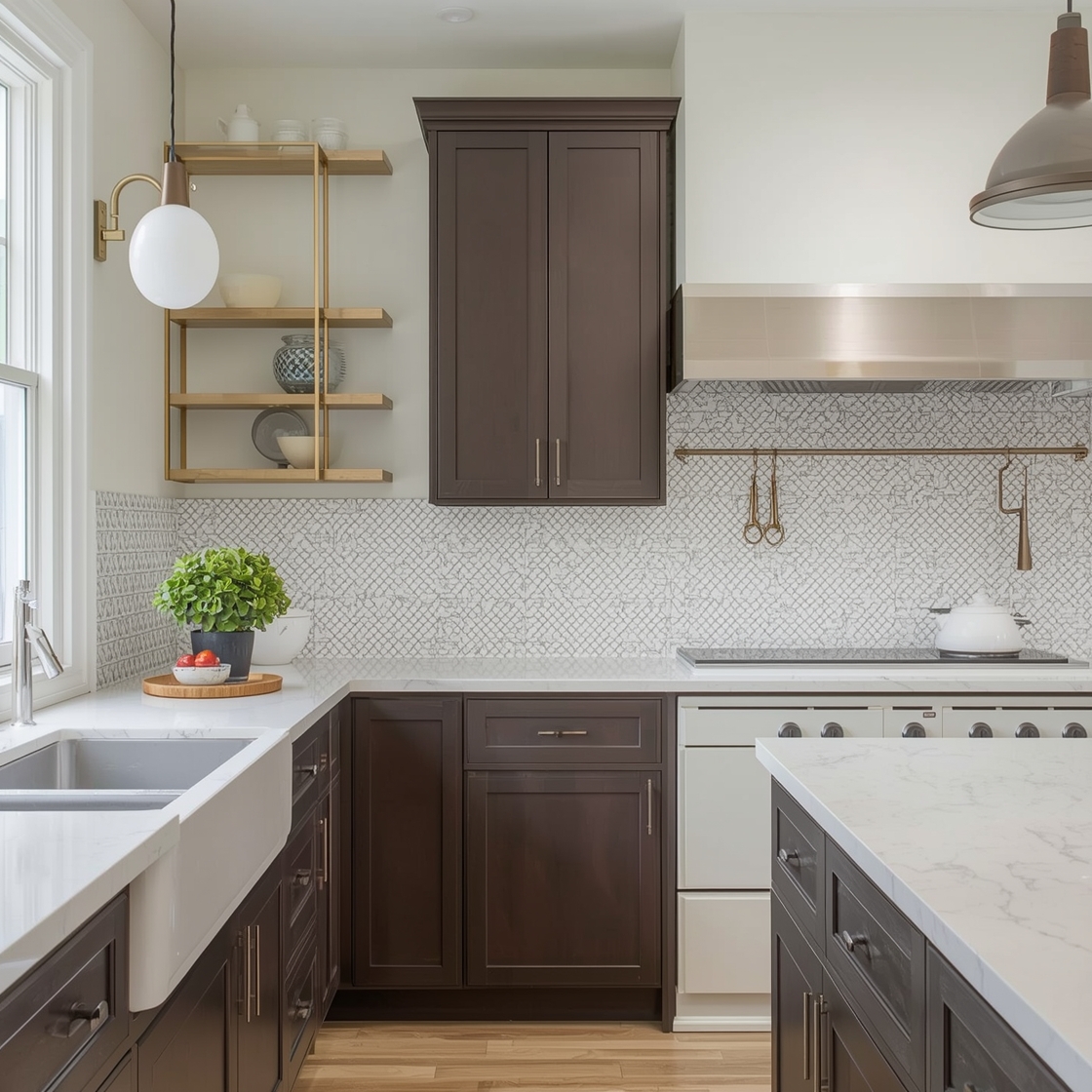 Two-toned kitchen cabinet color